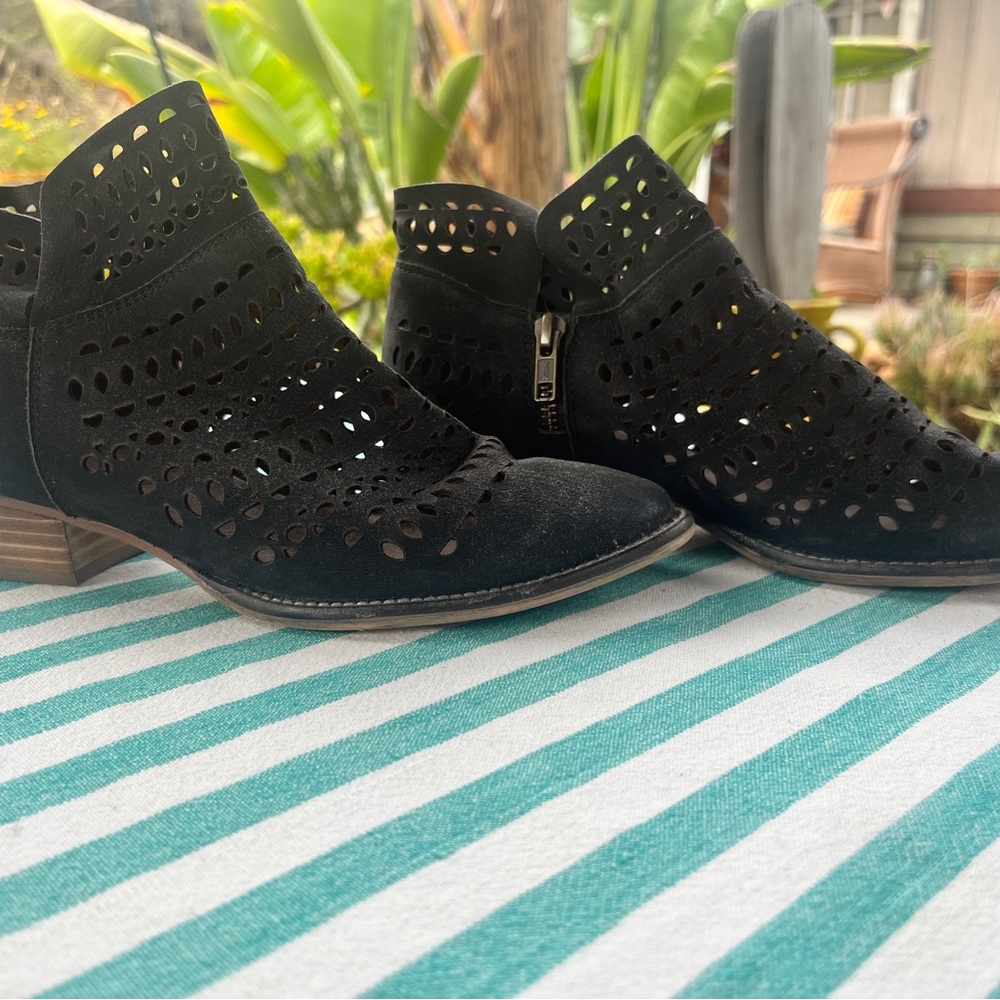 Perforated leather booties